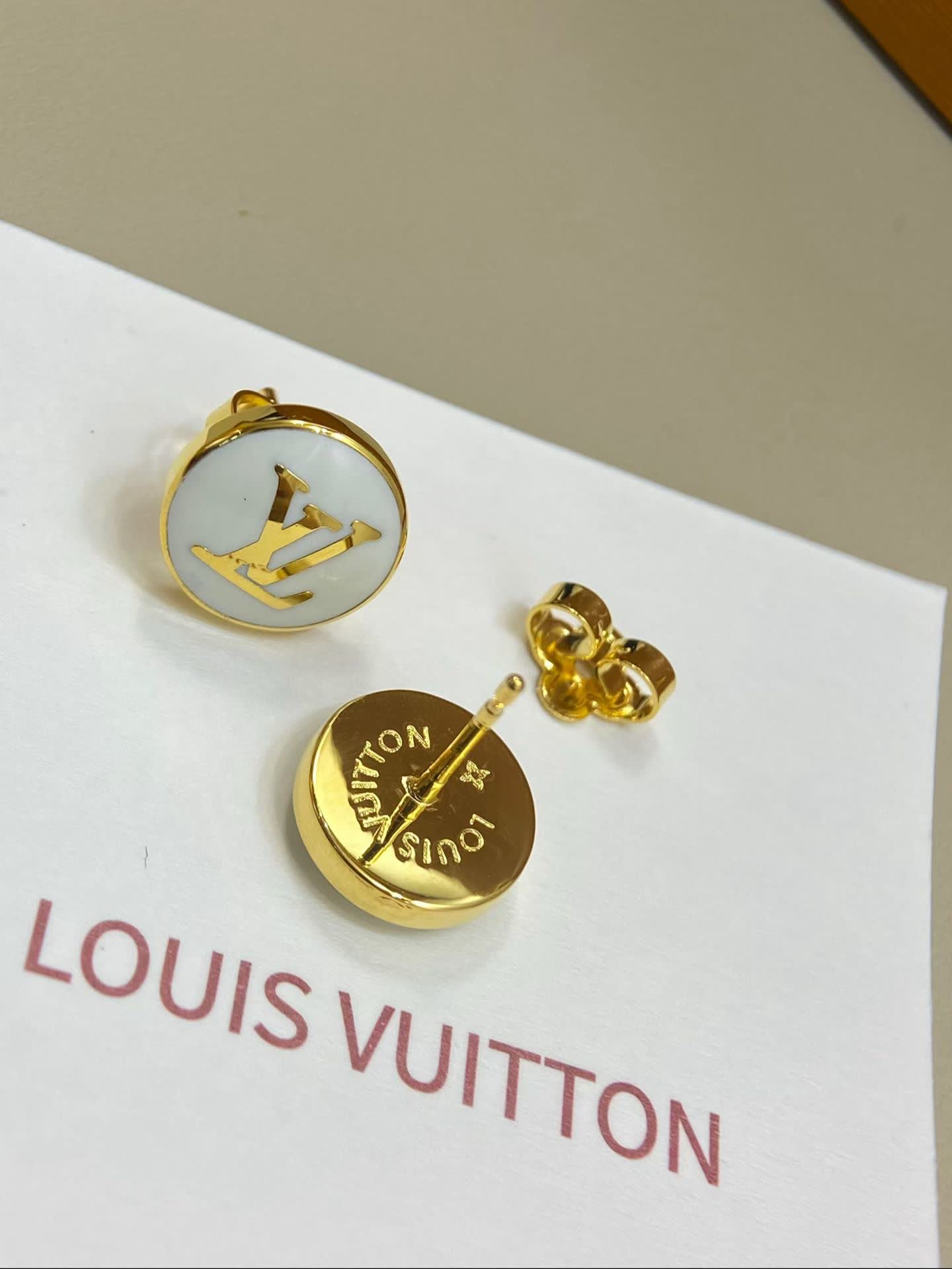 Louis Vuitton White Enamel Earrings